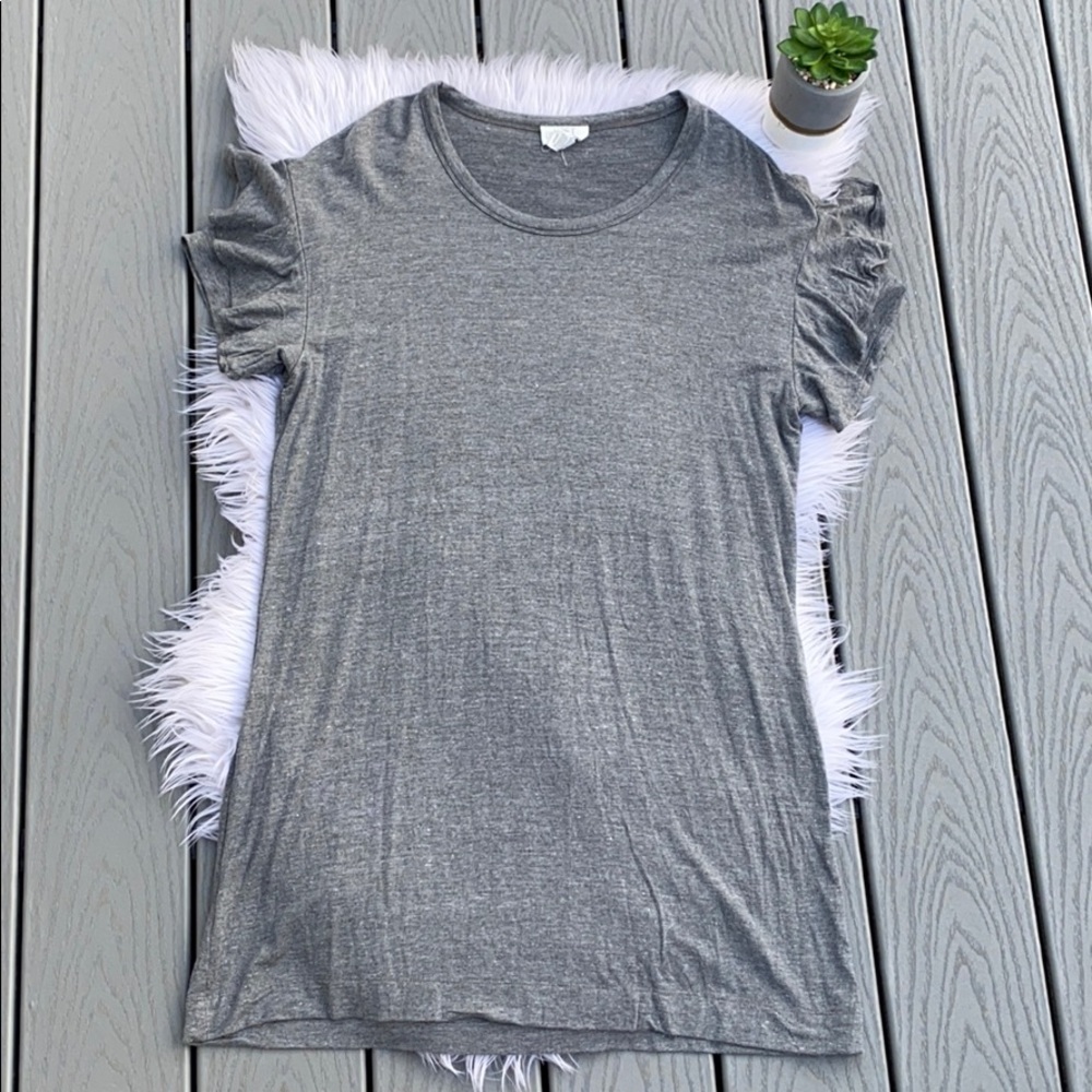 Loft grey marbled ruffle sleeve lounge dress